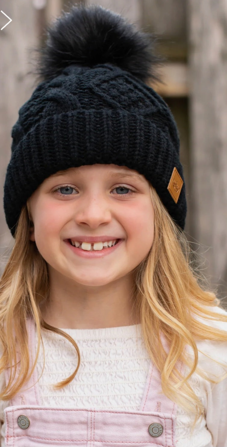 Classic Black Kids Pom Hat