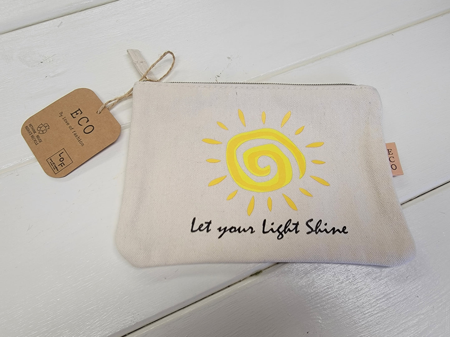 Let your light shine canvas pouch