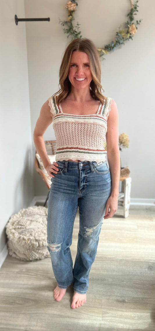 Pink Crochet Tank