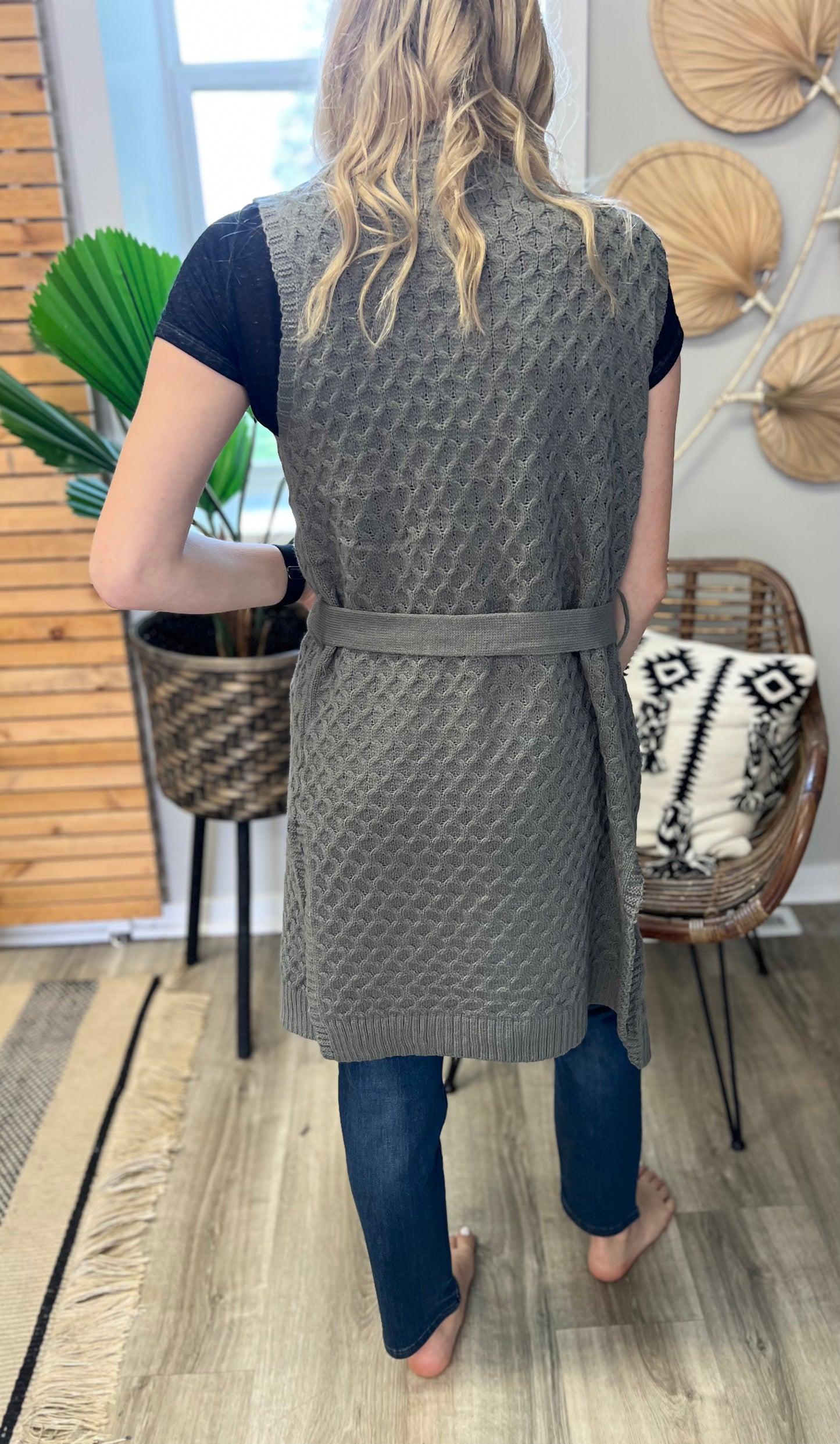 Grey long vest