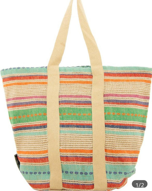 Jute bucket tote w/lining