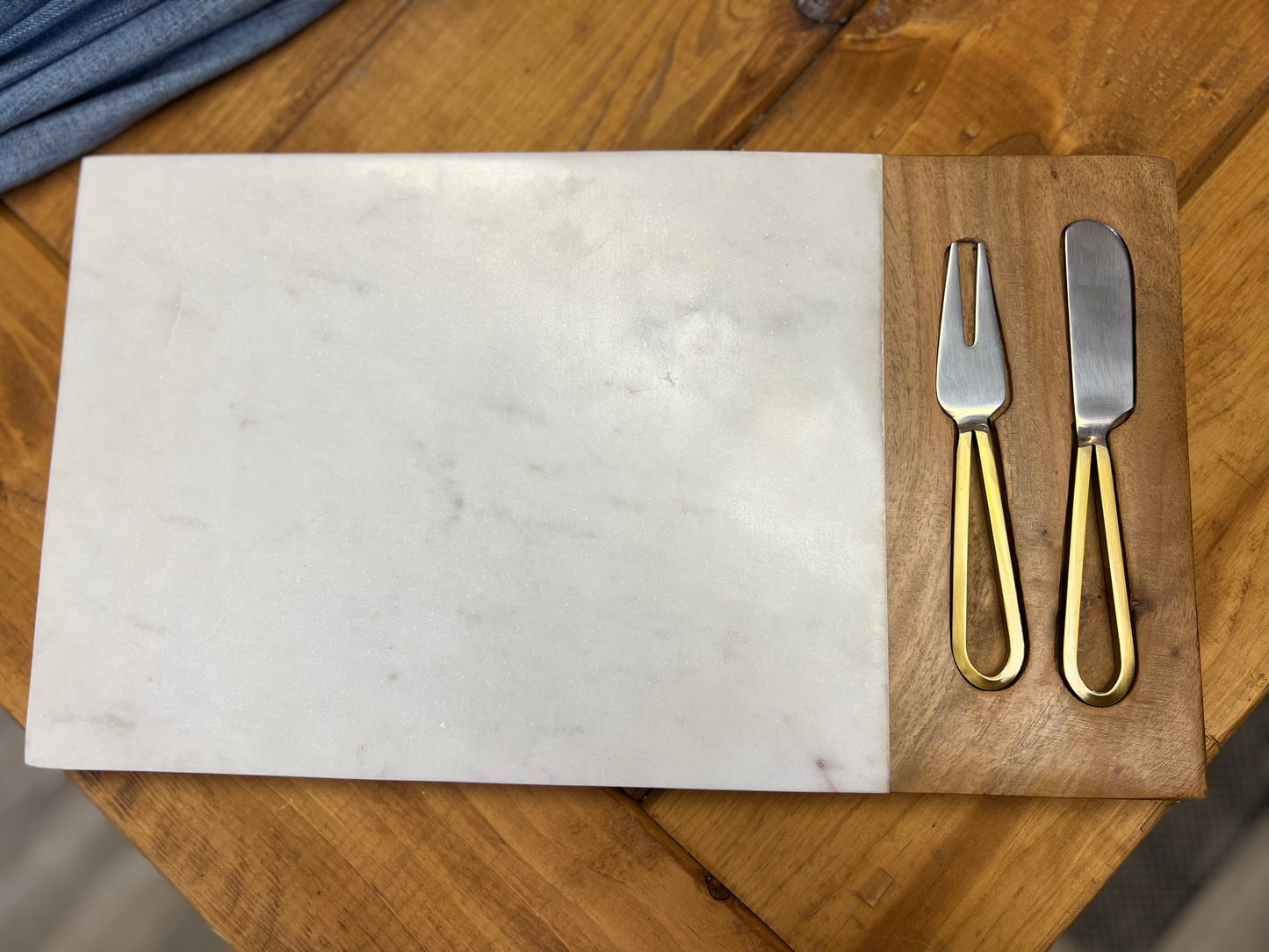 Marble Charcuterie board with utensils